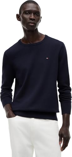 Tommy Hilfiger Herren Pullover Essential Cotton Crew Neck aus Baumwolle, Blau (Desert Sky), L