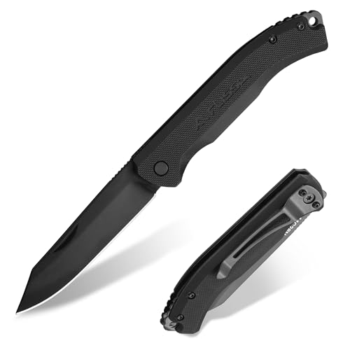 FLISSA Klappmesser, EDC Taschenmesser mit G10 Griff, Slipjoint Messer ohne Verriegelung, 14C28N Edelstahlklinge, CNC-geschliffen, Gürtelclip, Ideal für Camping, Outdoor & Alltag