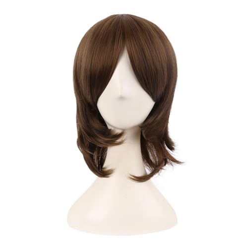 MapofBeauty 16 Zoll/40 cm Synthetische Faser Shoulder Lange Haarfasern für Cosplay Layered Perücke (Braun)
