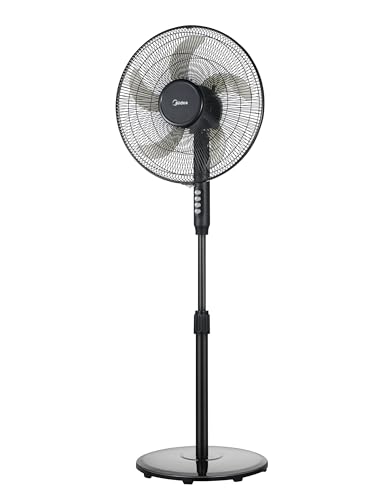 Midea Standventilator FS40-25JA, 5-Flügel Design, 40W Energiesparend, Höhenverstellbar 108-120cm, Tastensteuerung, Leiser Betrieb, Schwarz