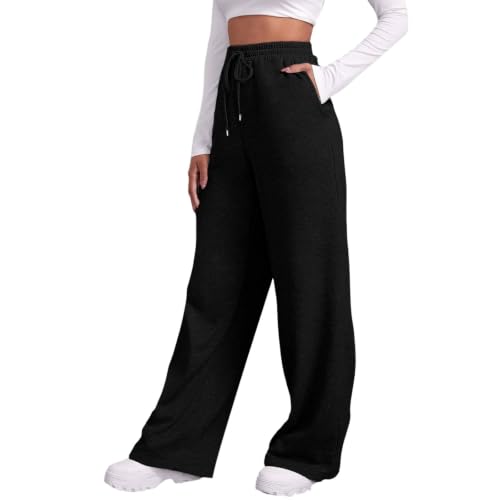 Jogginghose Damen Baggy Weites Bein Sporthose Lang High Waist Trainingshose Einfarbig Freizeithose Mode Sweatpants Bequeme Laufhose Y2K Streetwear Activewear für Damen
