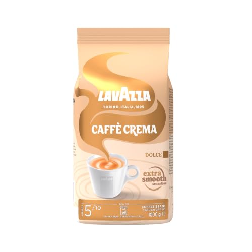Lavazza, Caffè Crema Dolce, Arabica und Robusta Kaffeebohnen, Ideal für Espressomaschinen, mit Aromanoten von Trockenfrüchten, Nussiger Geschmack, Intensität 5/10, Mittlere Röstung, 1 kg Packung
