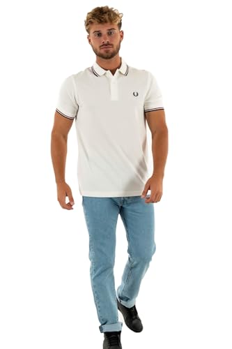 POLO UOMO FRED PERRY DOPPIA RIGA SNWHT/BRED/NVY
