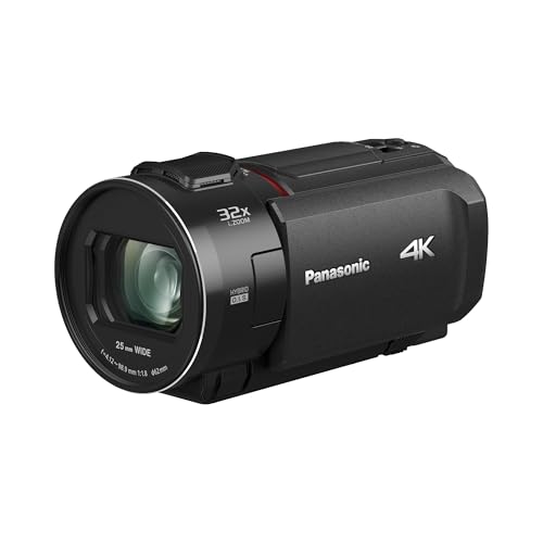 Panasonic HC-VX3E-K 4K-Camcorder, 4K-Video (25p), 25-mm-F1.8-Weitwinkelobjektiv, 24-facher optischer Zoom, Hybrid OIS+, HDR, Zoom-Mikrofon, Touchscreen, kreative Funktionen, Schwarz