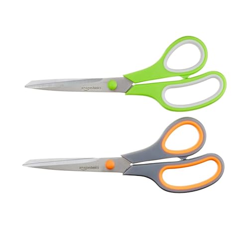 Amazon Basics Schere aus Edelstahl, komfortabler Griff, multifunktionales Allzweckgerät, PVD-beschichtet, 2er-Pack, Büro, Zuhause, Küche, mehrfarbig