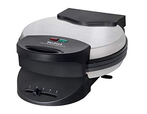 Tefal Herzwaffeleisen WM310D Waffelmaker | für Waffeln in Herzform | stufenloser Temperaturregler-Bräunung nach Wunsch | antihaftbeschichtete Platten | Schwarz | 1000 W, Battery Powered