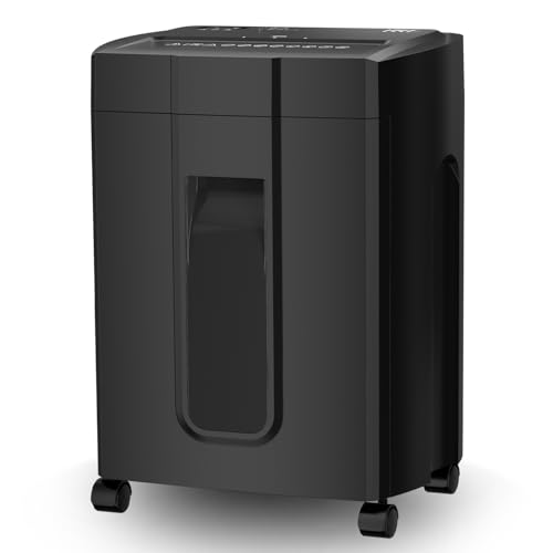 Aktenvernichter, leise 45 dB, Betriebsdauer 45 Min., 15 Blatt, Sicherheits-C-Schnitt P-4, herausnehmbarer 18-Liter-Abfallbehälter, Anti-Papierstau, mit Rollen – für Büro und Zuhause – schwarz