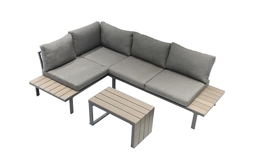 Ondis24 Lounge-Set Gartenmöbel Ecksitzgarnitur, Sitzgruppe für 4-5 Personen, Gartenlounge mit Tisch Sitzkissen, Balkonmöbel Essgruppe Garten, Lounge Sitzgarnitur