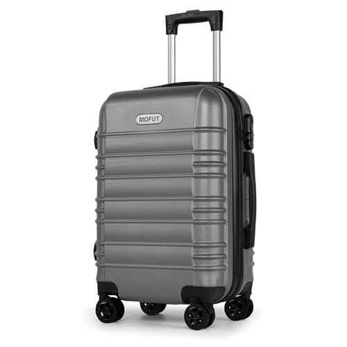 MoFut Handgepäck Koffer, 20 Zoll Hartschalenkoffer, Trolley, Leichter ABS-Rollkoffer, Reisekoffer mit 4 Rollen, 3-Stelliges Zahlenschloss (Dunkelgrau, 41L)