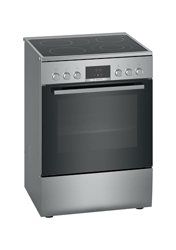 Bosch HKR39C250 Serie 4 Elektro-Standherd, 60 cm breit, EcoClean Direct Reinigungshilfe, 3D Heißluft Backen auf 3 Ebenen, LED-Display-Steuerung, erweiterbare Kochzone für großes Kochgeschirr