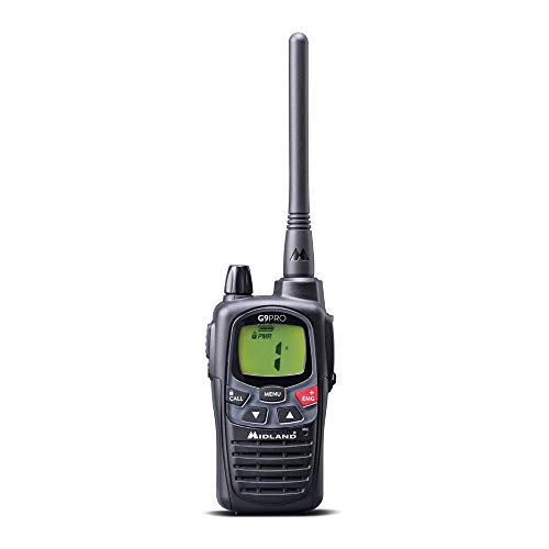 Midland G9 Pro Funkgerät, wasserdichtes IPX4 zertifiziertes Outdoor Walkie Talkie, mit 32 PMR446-Kanälen , AA 1800 mAh Akkus, Standladegerät und Gürtelclip, C1385