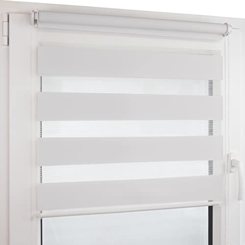 Deco4Me Doppelrollo Klemmfix ohne Bohren (140 x 160 cm, Weiß) - Duo Rollo lichtdurchlässig - blickdichte Rollos für Fenster ohne Bohren - Klemmrollo, Fensterrollo, Innenrollo (Stoffbreite 136 cm)