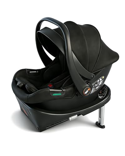 BabyVoyage i-Size 40-85cm Babyschale Autositz, Kindersitz mit isofix Basisstation, Autositz von geburt Gruppe 0+, Einsatz für die Jüngsten im set,UPF 45+ Sonnenschutz, atmungsaktives Mesh Schwarz
