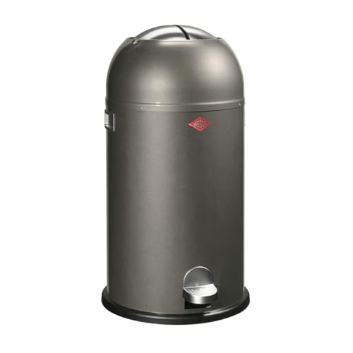 WESCO Kickmaster Abfallsammler in der Farbe graphit, pulverbeschichtetes Stahlblech, eingebauter Dämpfer, 33 Liter Volumen, großer Einwurf