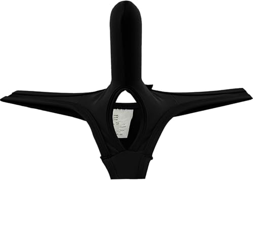 Faringoto Herren-Stringtangas aus Nylon, vorne offen, G-String, T-Rücken, niedrige Taille, Ausbuchtungstasche, Schwarz, X-Large