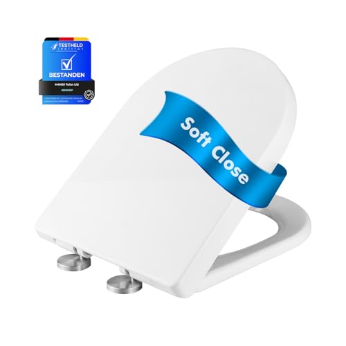 Ibergrif WC Sitz mit Absenkautomatik-D Toilettendeckel Einfache Montage und Sauber,Klodeckel Quick-Release-Funktion,Antibakterielle,Passend für die Meiste Toilette,Belastbarkeit von 150kg,Weiß,M41001