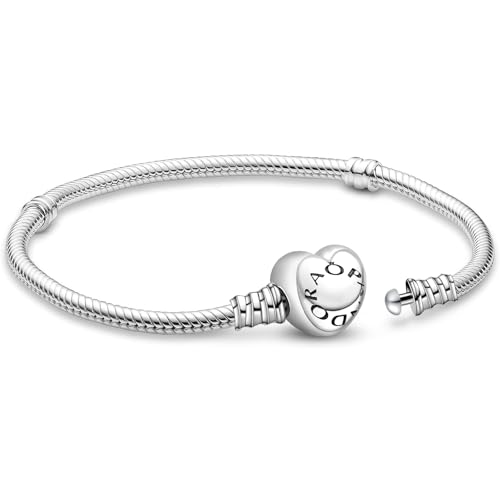 APUUESN Charms Anhänger Armband Herz Verschluss 18CM Damen,ME Charm Moments Armbänder Sterling Silber S925,Schlangenkette Fake Bracelet,Armreif Schmuck,Geschenk für Frauen Geburtstag