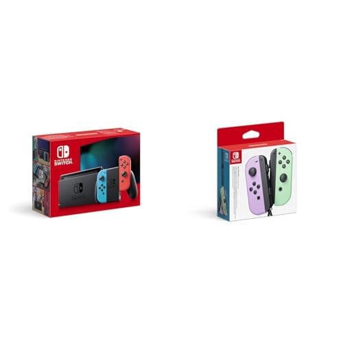 Nintendo Switch-Konsole Neon-Rot/Neon-Blau & er-Set Pastell-Lila/Pastell-Grün
