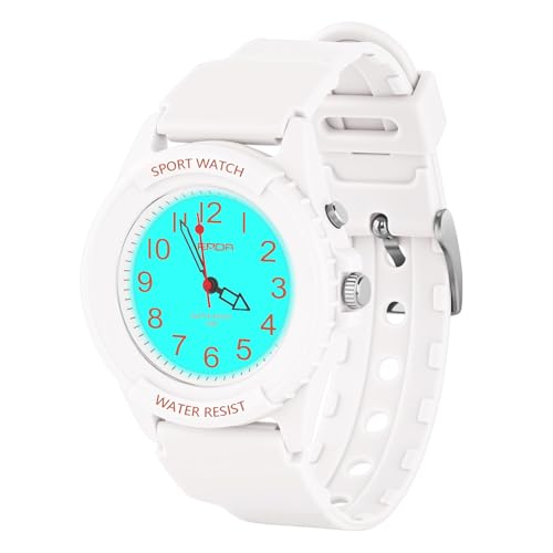 OFFCUP Armbanduhr Damen Sportliche Armbanduhr Analog Herren 50M Wasserdicht Damenuhr mit Leuchtendes Zifferblatt Quarz Armband Uhren Damen Nachtlicht für Casual Sportliche Anlässe (Weiß)