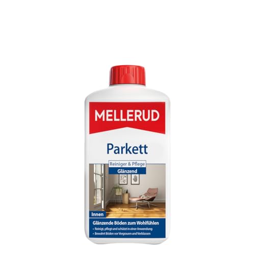 MELLERUD Parkett Reiniger & Pflege Glänzend | 1 x 1 l | Schmutzabweisendes Mittel zum Entfernen von Schmutz auf Parkett-, Holz- und Korkböden