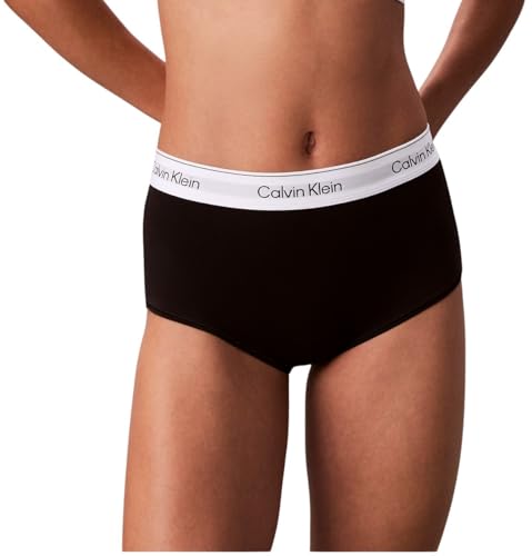 Calvin Klein Damen Hipster Boyshort mit Logobund, Schwarz (Black), M