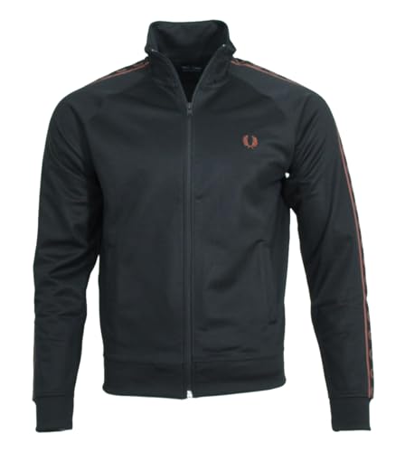 Fred Perry Herren Reißverschluss Jacke - J5557 (DE/NL/SE/PL, Alphanumerisch, XL, Regular, Regular, Schwarz/Bordeaux)