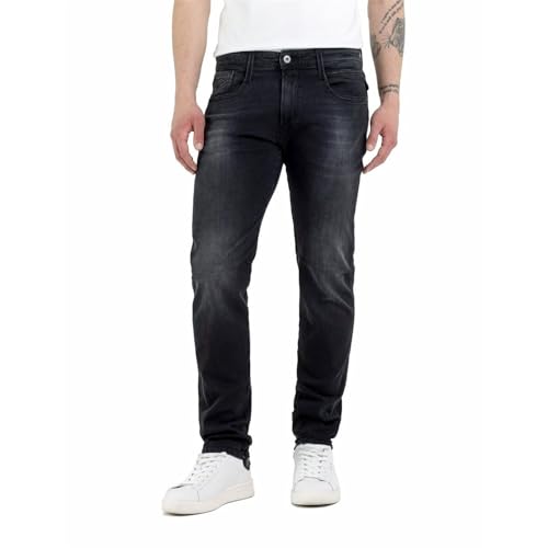 Replay Herren Jeans Anbass Slim-Fit mit Comfort Stretch, Dark Grey 097 (Grau), 32W / 32L
