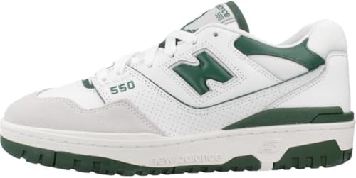 New Balance, 550, modische und lässige Unisex-Lederschuhe, Weiß Grün, 45.5 EU
