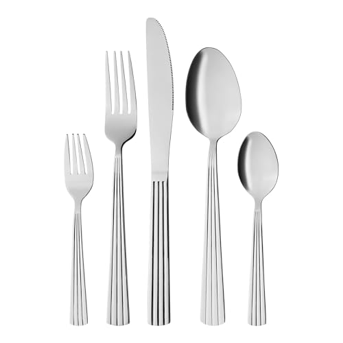 GRÄWE Besteckset für 4 Personen aus Edelstahl, Essbesteck, Tafelbesteck Set 16-teilig, Spülmaschinengeeignet, Besteck Set mit Dekor - Serie Athen
