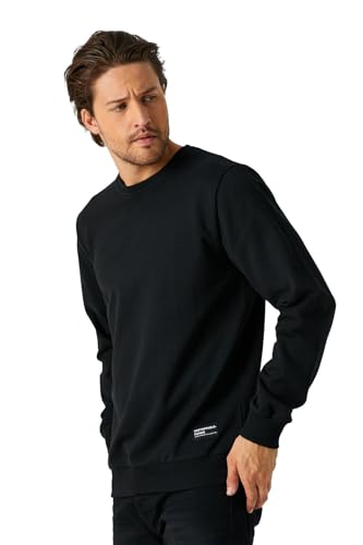 COMEOR Sweatshirt Herren Pullover Ohne Kapuze (Schwarz L)