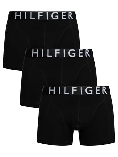 Tommy Hilfiger Herren 3er Pack Boxershorts Trunks mit Logobund, Schwarz (Blk/Blk/Blk), L