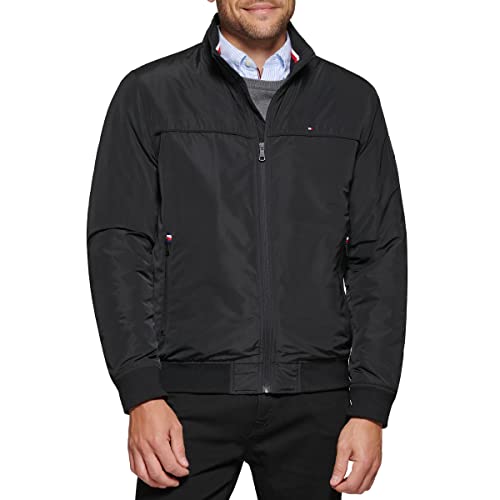 Tommy Hilfiger Herren Performance Faux Memory Bomber Jacket Bomberjacke, Schwarz gefüllt, M