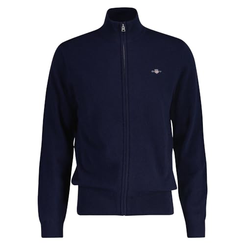 GANT Herren Extrafine Lambswool Zip Cardigan Strickjacke, Marine, X-Large