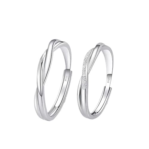 Maynor Eheringe Silber Damen & Herren Trauringe Paar Geschenke Ringe 925 Ring Verlobungsring Partnerringe Freundschaftsringe Verstellbare Stapelbare Daumenring Fingerring Set Schmuck