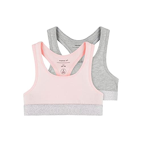 NAME IT Mädchen Nkfshort Top 2p Noos Unterhose, Barely Pink/Pack:w/ Grey Melange, 134 EU