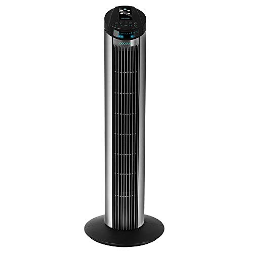 Cecotec Digitale Turmventilator mit Timer und Fernbedienung EnergySilence 890 Skyline, 50 W, 30'' (76 cm) Höhe, Oszillation, Kupfermotor, 3 Geschwindigkeiten, 3 Modi, Schwarz