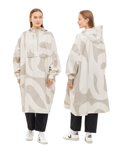LARKSON Regenponcho Damen Herren Beige Brush - Lykke - Regenmantel Regencape für Fahrrad Outdoor Festival - Wassersäule 10000 mm - Regenjacke Wasserdicht mit Verschweißten Nähten