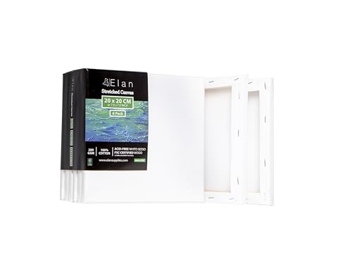 Elan Keilrahmen Leinwand 20x20, 6er Set Leinwände zum Bemalen 280g/m²