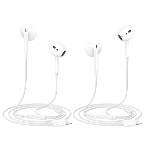 iPhone Kopfhörer mit Kabel 2er Pack, Kabelkopfhörer für iPhone14, HiFi Stereo In-Ear Ohrhörer mit Mikrofon für iPhone 14/13/12/11 Plus Pro Max/XR/XS/X/SE/8/7/Plus iPad mini Air Unterstützt alle iOS