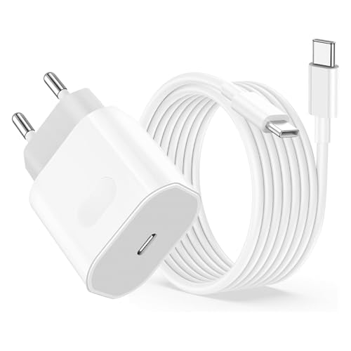 USB C Ladegerät Ladekabel für iPhone 17 16e 16 15 Pro Max Plus/17 Air, iPad Pro/Air Mini 2024/10.11.Generation, 20W USBC Adapter Netzteil Stecker mit 2M Kabel Schnellladekabel Schnellladegerät Charger