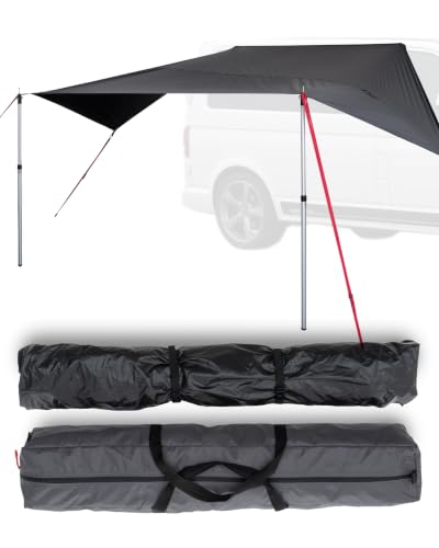 qeedo Motor Tarp Universal Sonnensegel für Camper, Wohnmobil, Van, PKW & SUV – wasserdichtes Vordach mit Keder & Saugnapf - Camping Markise UV80, 250 x 250 cm