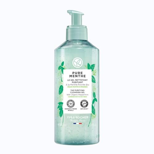 Yves Rocher PURE MENTHE - Reinigungsgel - Reinigt die Haut und klärt die Poren - Befreit die Haut von Unreinheiten, Make-up und überschüssigem Talg - 390 ml