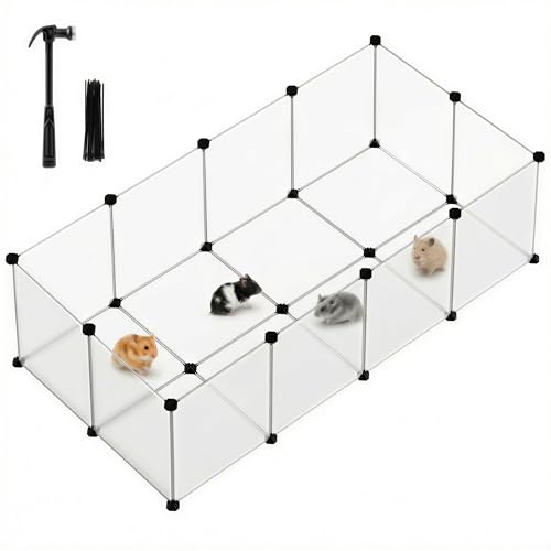 SONGMICS Freigehege mit Bodenplatten, Laufstall, 143 x 73 x 46 cm