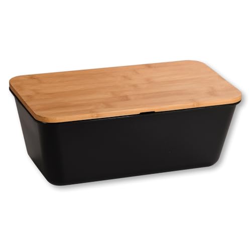 Kesper | Brotbox, Material: Kunststoff, Bambus, Maße: B: 35 x H: 13,5 x T: 20 cm, Farbe: Schwarz, Braun | 58498
