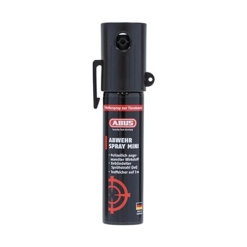 ABUS Pfefferspray SDS80 Mini zur Tierabwehr - Abwehrspray zur Selbstverteidigung gegen Tiere - mit Jet-Sprühstrahl für bis zu 3 m Reichweite - Verteidigungsspray für kleine Hand- und Jackentaschen