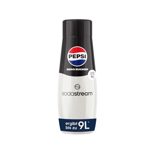 SodaStream Sirup Pepsi Zero Zucker - 1x Flasche ergibt 9 Liter Fertiggetränk, Sekundenschnell zubereitet und immer frisch, 440 ml