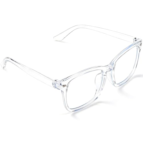 Synkris Blaulichtfilter Brille Transparent Computerbrille Gaming Schutzbrille Blaufilter Brille mindert Augenbelastung TR90 Brillenfassung Superleichte Ohne Stärke Fake Brille Mode Für Damen Herren