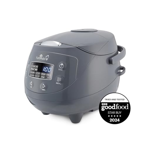 Yum Asia Panda Mini-Reiskocher mit Ninja-Keramikschüssel und Advanced Fuzzy Logic (3,5 Tassen, 0,63 Liter) 4 Reisfunktionen, 4 Multicooker-Funktion, 220–240V (Cobalt Grey)