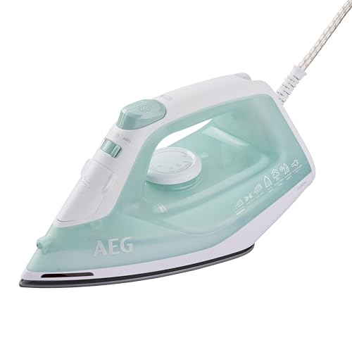AEG Dampfbügeleisen, 2400 W, 110g Dampfstoß, 0-30g Dampf/Min., Restwärmeanzeige, Keramik Bügelsohle, Gleitfähigkeit, 250 ml Wassertank, 2 m Kabel, Anti-Kalk System, Hellgrün, weiß, DB 1740LG