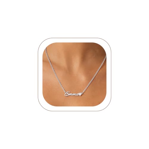 Custom4U Kette mit Namen Personalisierte Namenskette Silber 16-24 Zoll